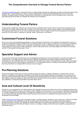 The Comprehensive Guide to Chicago Funeral Parlors