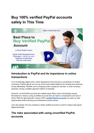 Buy 100% verified PayPal accounts safely In This Time