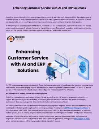Enhancing Customer Service with AI and ERP Solutions