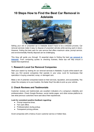 10 Steps Find the Best Car Removal in Adelaide