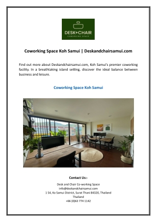 Coworking Space Koh Samui | Deskandchairsamui.com