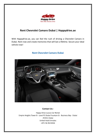 Rent Chevrolet Camaro Dubai | Happydrive.ae