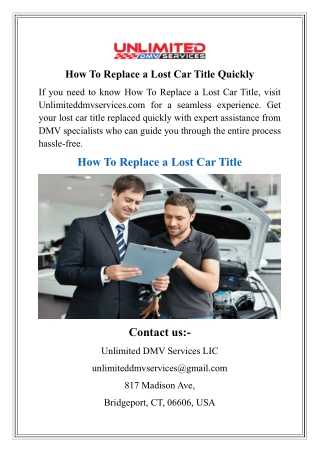 How To Replace a Lost Car Title Quickly