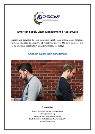 American Supply Chain Management | Aapscm.org