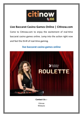 Live Baccarat Casino Games Online | Citinow.com