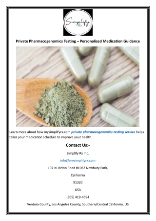 Private Pharmacogenomics Testing   Personalized Medication Guidance