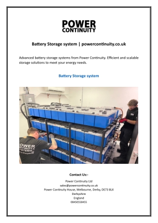Battery Storage system | powercontinuity.co.uk