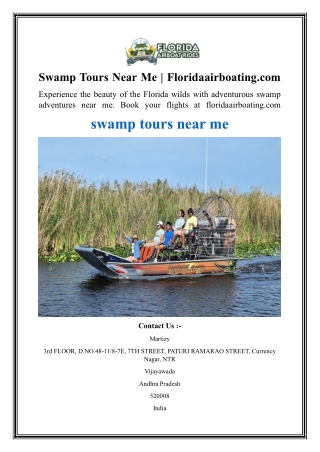 Swamp Tours Near Me  Floridaairboating