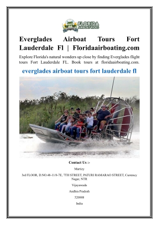Everglades Airboat Tours Fort Lauderdale Fl Floridaairboating.com