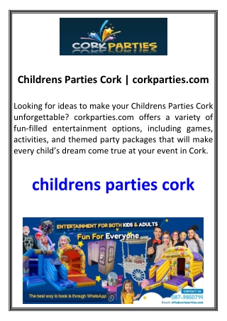 Childrens Parties Cork  corkparties.com
