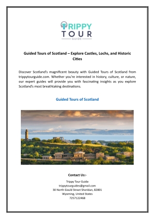 Guided Tours of Scotland – Explore Castles, Lochs, and Historic Cities