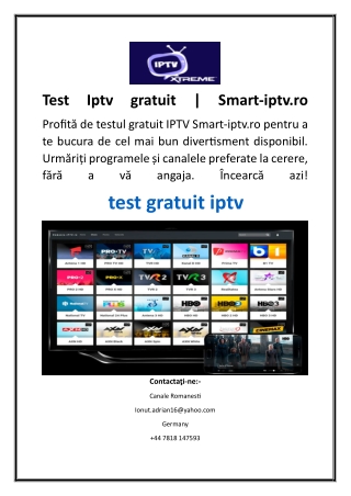 Test Iptv gratuit  Smart-iptv.ro