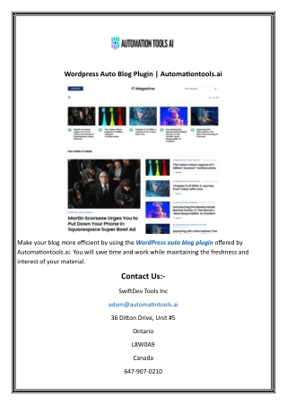 Wordpress Auto Blog Plugin  Automationtools.ai
