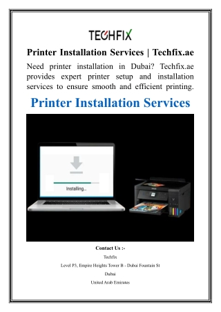 Printer Installation Services  Techfix.ae