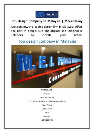 Top Design Company In Malaysia   Mei.com.my