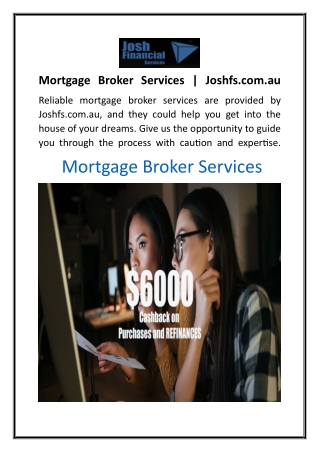 Mortgage Broker Services  Joshfs.com