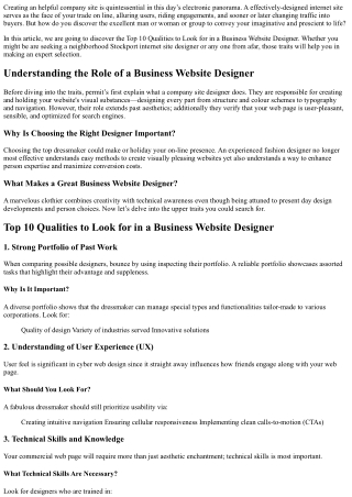 Top 10 Qualities to Look for in a Business Website Designer