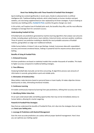 Boost Your Betting Wins with These Powerful AI Football Picks Strategies!