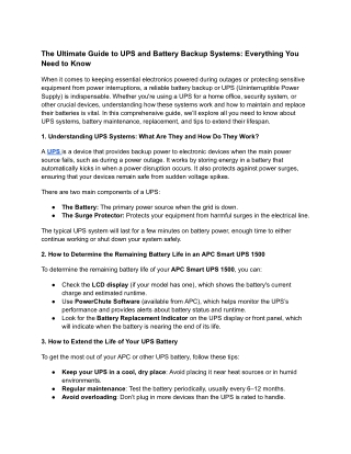 The Ultimate Guide to UPS and Battery Backup Systems_ Everything You Need to Know