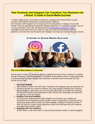 How Facebook and Instagram Can Transform Your Business into a Brand A Guide to Social Media