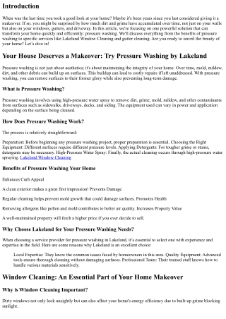 Your House Deserves a Makeover: Try Pressure Washing by Lakeland