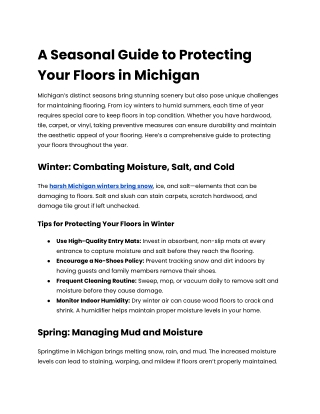 A Seasonal Guide to Protecting Your Floors in Michigan