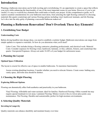 Planning a Bathroom Renovation? Don't Overlook These Key Elements!