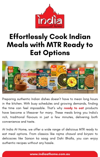 Effortlessly Cook Indian Meals with MTR Ready to Eat Options
