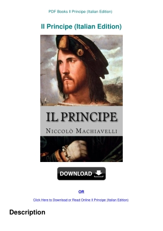 PDF Books Il Principe (Italian Edition)