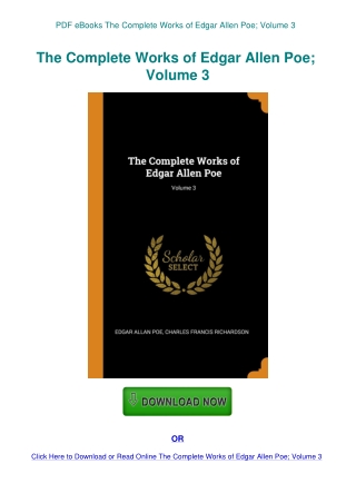 PDF eBooks The Complete Works of Edgar Allen Poe; Volume 3