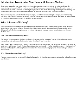 How Pressure Washing Can Revive Your Home's Exterior