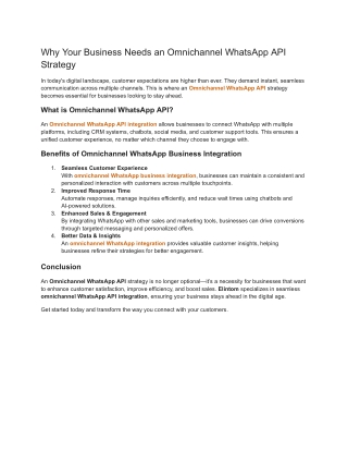 Why Your Business Needs an Omnichannel WhatsApp API Strategy