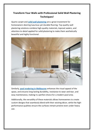 Transform Your Walls with Professional Solid Wall Plastering Techniques!