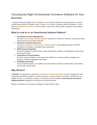 Choosing the Right Omnichannel Commerce Software for Your Business