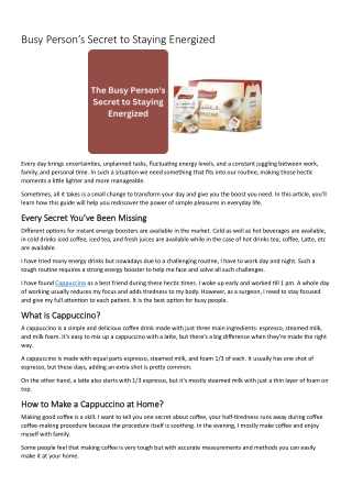 Busy Person’s Secret to Staying Energized