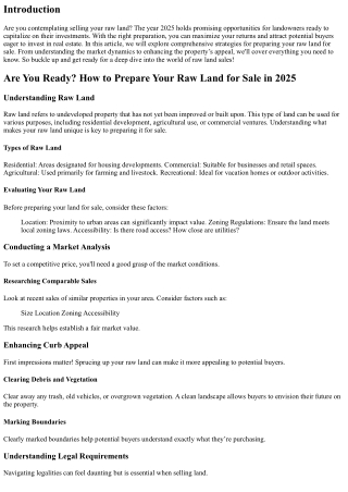 Are You Ready? How to Prepare Your Raw Land for Sale in 2025