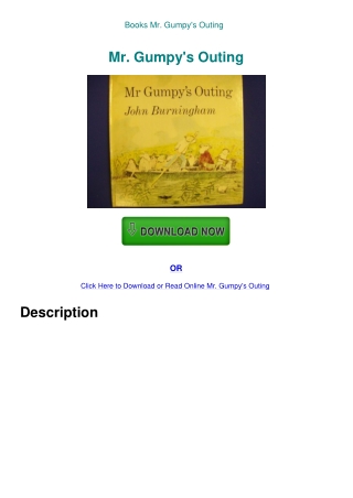 Books  Mr. Gumpy's Outing