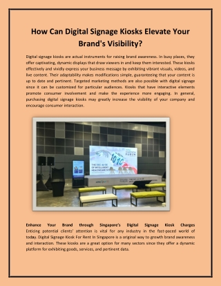 How Can Digital Signage Kiosks Elevate Your Brand's Visibility?
