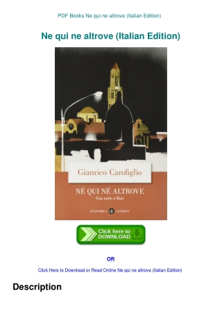 PDF Books Ne qui ne altrove (Italian Edition)