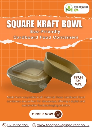 Square Kraft Bowl – Eco-Friendly Cardboard Food Containers