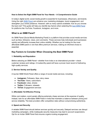 How to Select the Right SMM Panel for Your Needs – A Comprehensive Guide