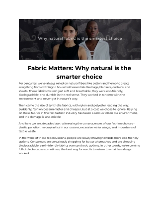 Fabric Matters: Why natural is the smarter choice – Reistor