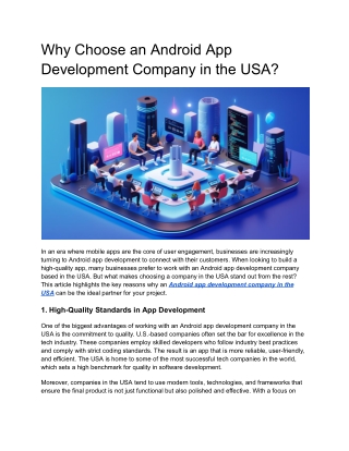 Why Choose an Android App Development Company in the USA_