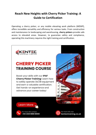 Reach New Heights with Cherry Picker Training - A Guide to Certification