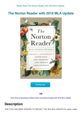 Books Read The Norton Reader with 2016 MLA Update