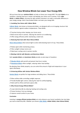 How Window Blinds Can Lower Your Energy Bills