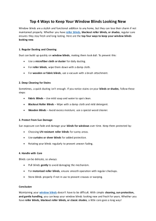 Top 4 Ways to Keep Your Window Blinds Looking New