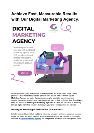 Achieve Fast, Measurable Results with Our Digital Marketing Agency.
