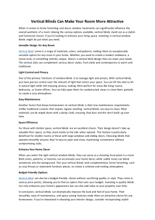 Vertical Blinds Can Make Your Room More Attractive