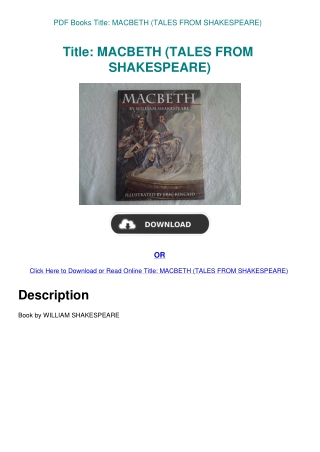 PDF Books Title MACBETH (TALES FROM SHAKESPEARE)